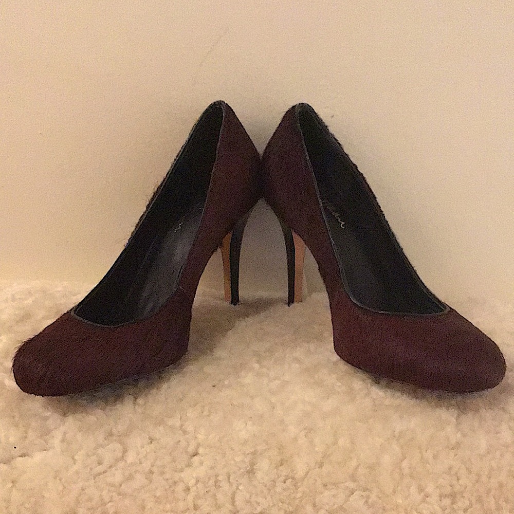 Cole Haan Deep Brown Hair On Calf Pumps